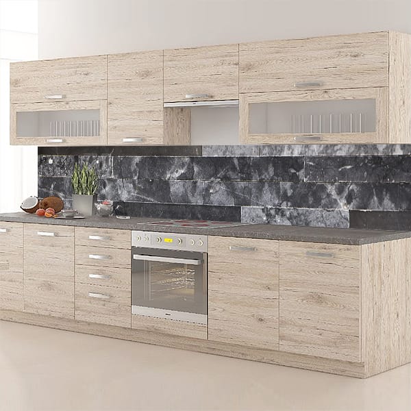 crédence briques marbre noir