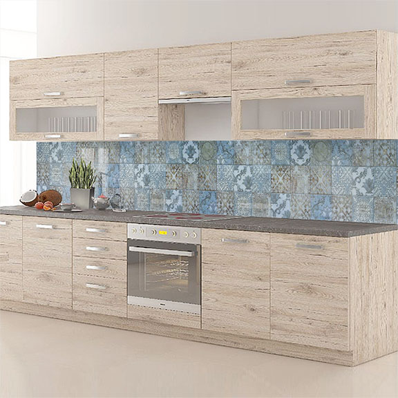 carreaux de ciments blanc et bleu gris