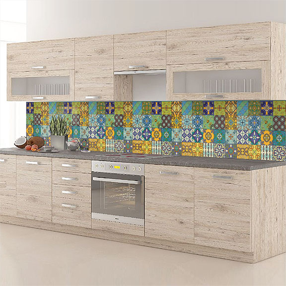 carreaux de ciments jaune et bleu