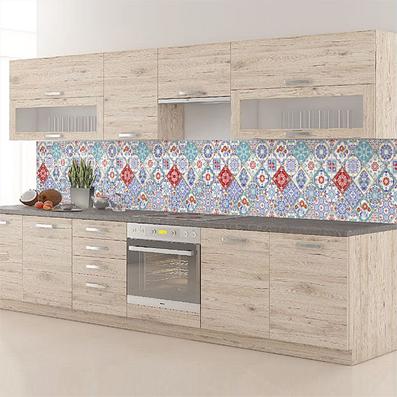 carreaux de ciments rouge et bleu vert