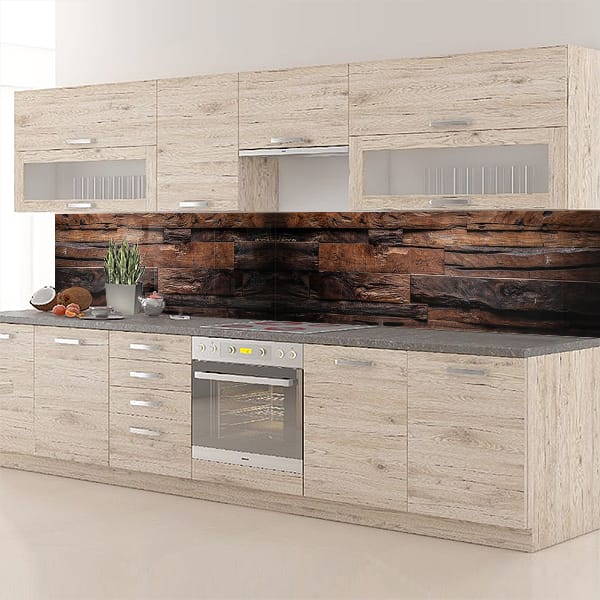 crédence planches brutes horizontales