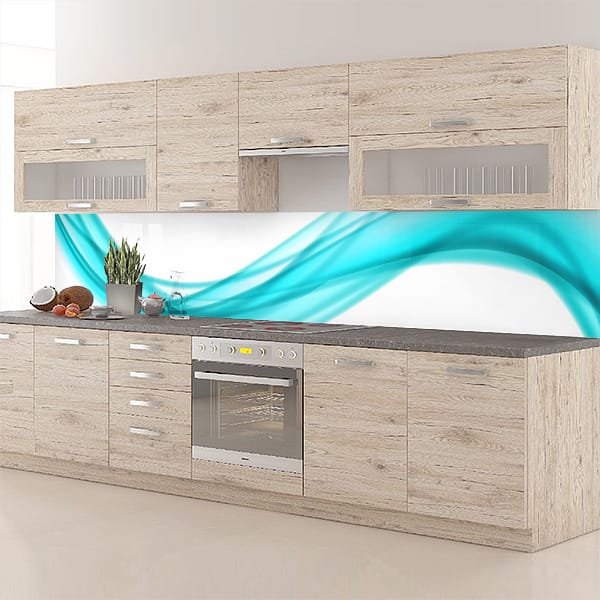 crédence abstrait drapé bleu