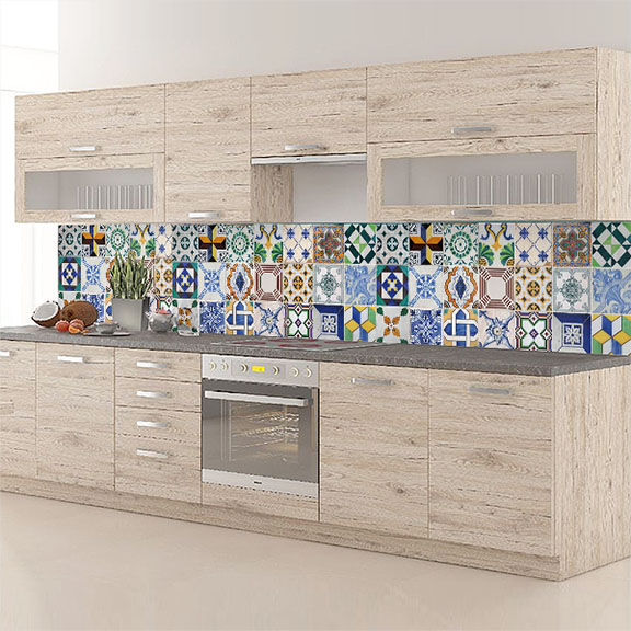 carreaux de ciments vert bleu jaune