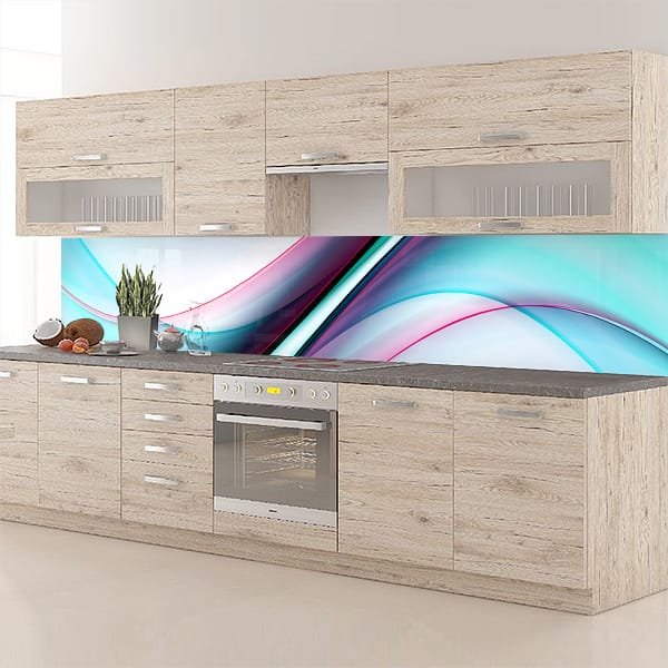 crédence abstrait fumée magenta cyan