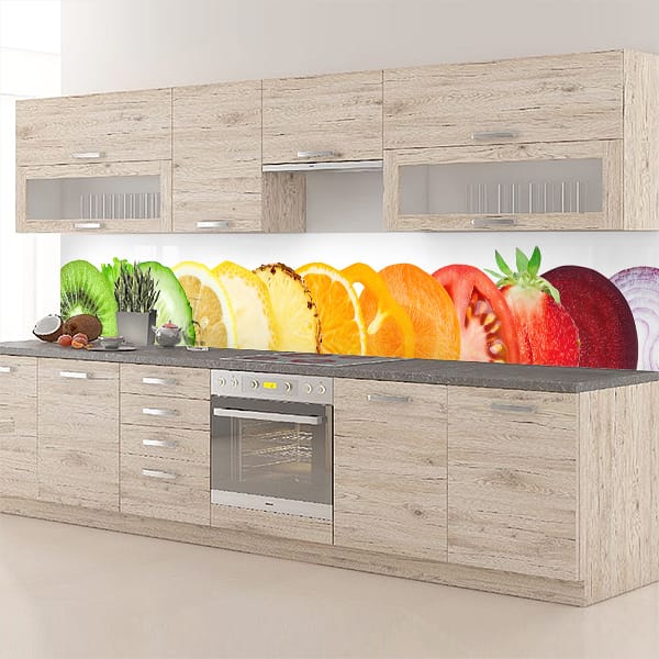 crédence aliment fruits & légumes alignés