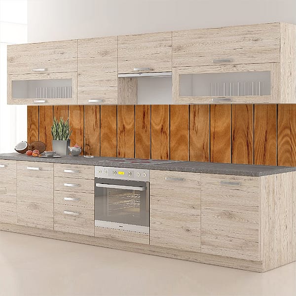 crédence planches brunes verticales