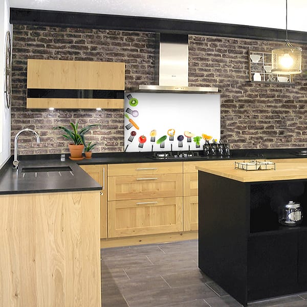 crédence aliment fond de hotte fourchette