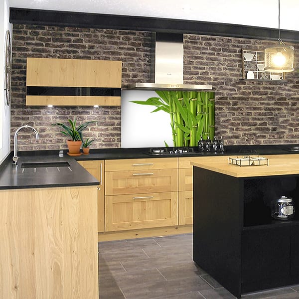 crédence bamboo vert fond hotte