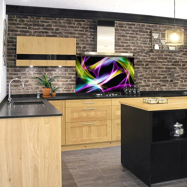 crédence abstrait fond de hotte lueurs multicolore