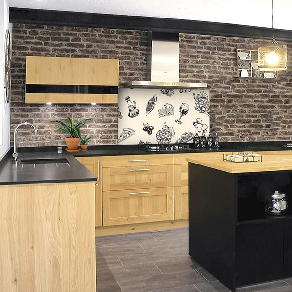 crédence aliment fond de hotte dessins vintage