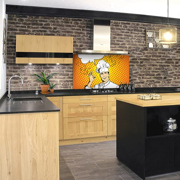 crédence illustration chef fond hotte