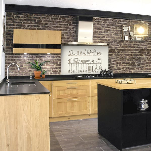 crédence dessin ustensiles fond hotte