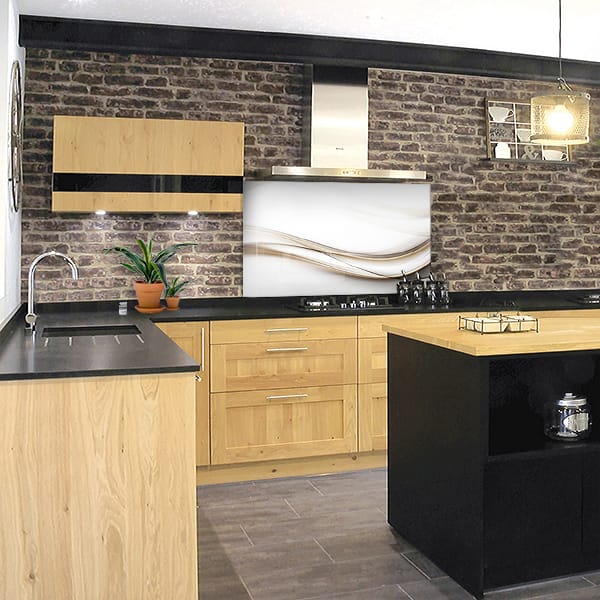 crédence abstrait fond de hotte lignes grises