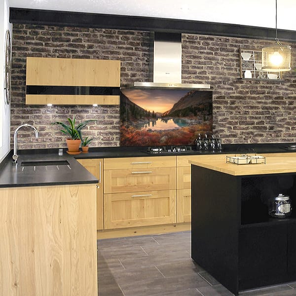 crédence lac montagne fond hotte