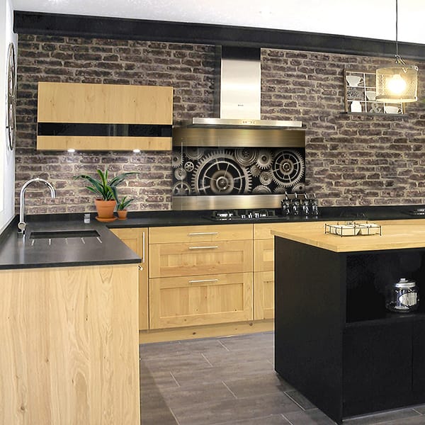 crédence engrenages or hotte