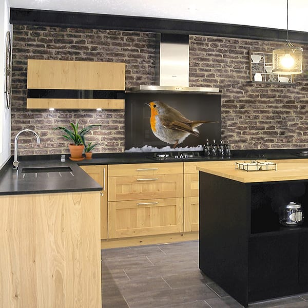 crédence rouge gorge fond hotte