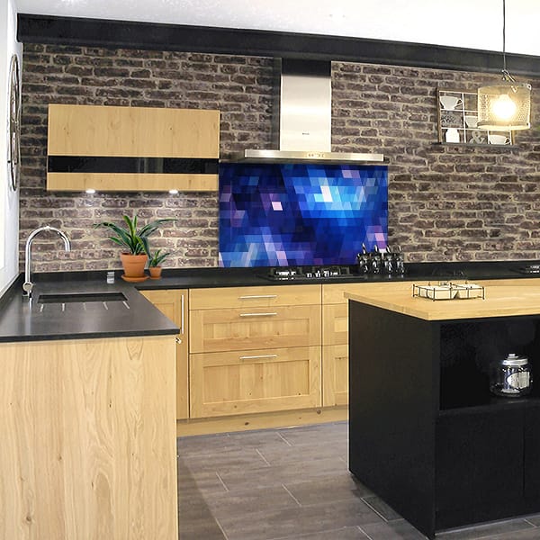 crédence pixel bleu hotte