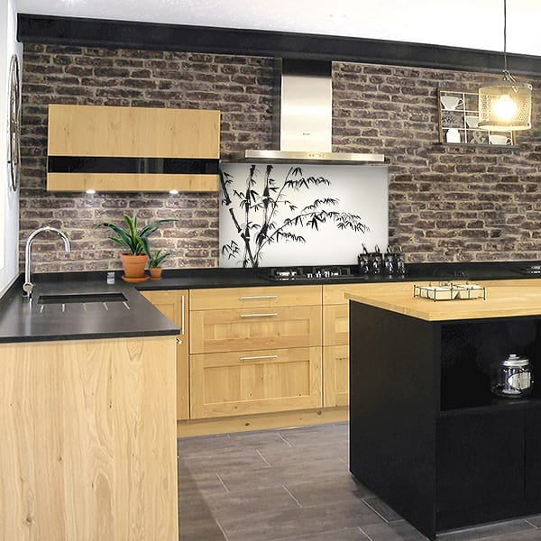 crédence encre chine bamboo fond hotte