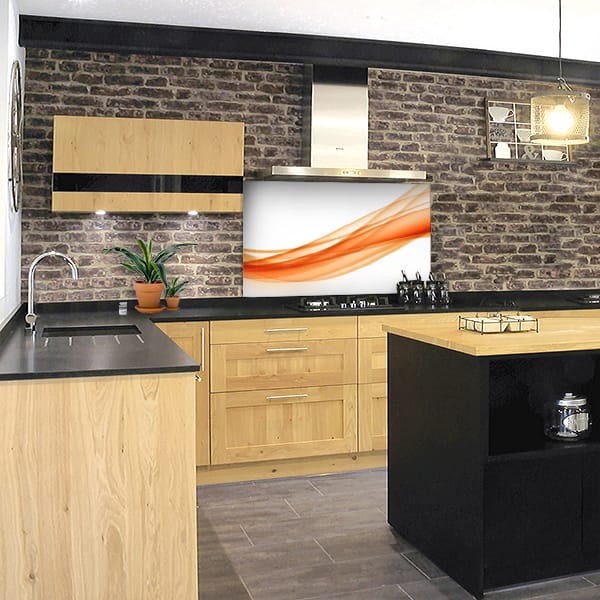 crédence abstrait fond de hotte drapé orange