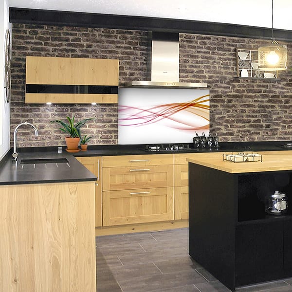 crédence abstrait fond de hotte filament orange