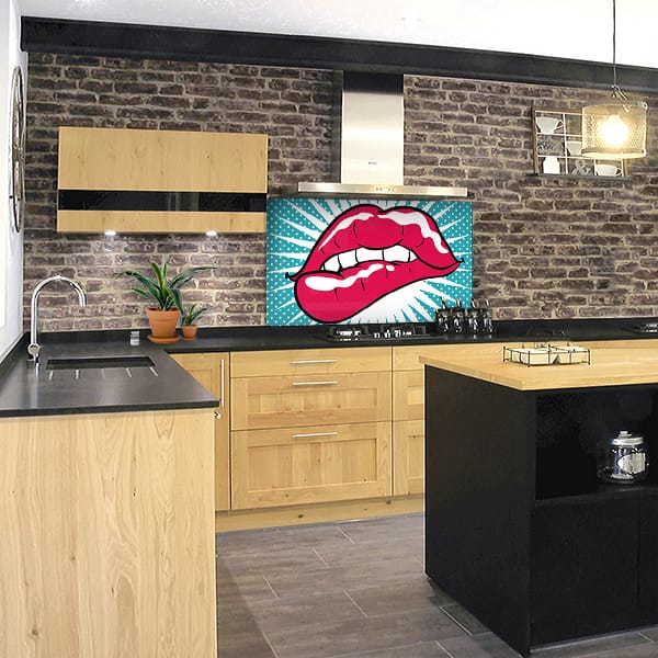 crédence aliment fond de hotte lèvres