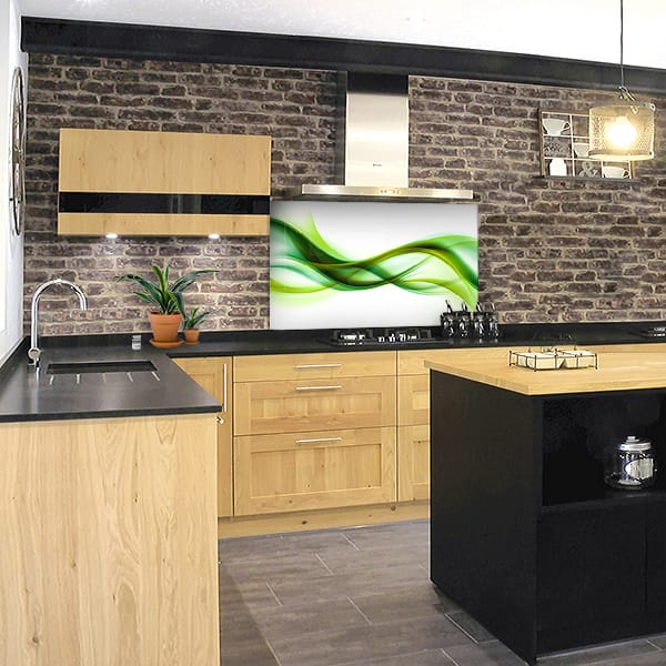 crédence abstrait fond de hotte encre verte