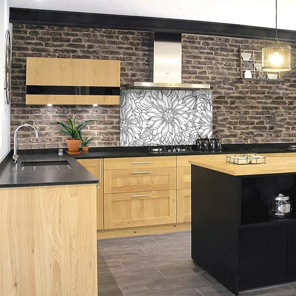 crédence dessins fleur fond hotte