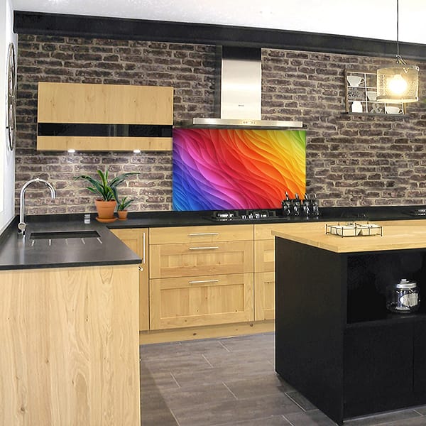 crédence milles feuilles multicolores hotte