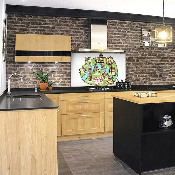 crédence dessin monuments Paris fond hotte