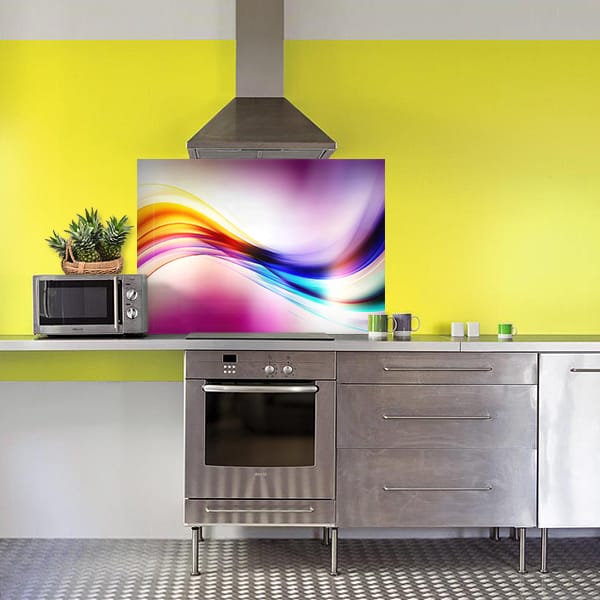 crédence abstrait fond de hotte vague multicolore