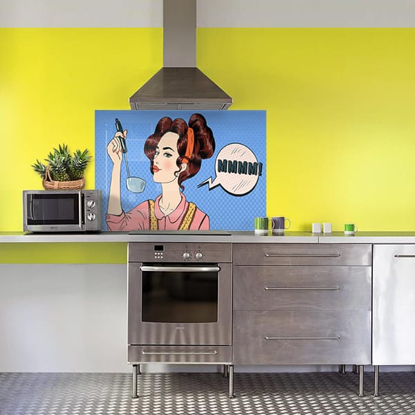 crédence illustration cuisinière fond hotte