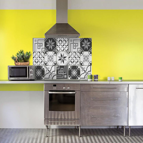 carreaux de ciments gris et blanc