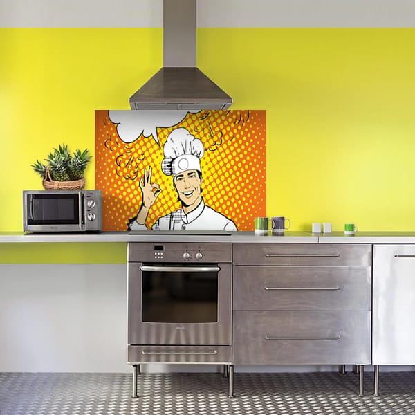 crédence illustration chef fond hotte