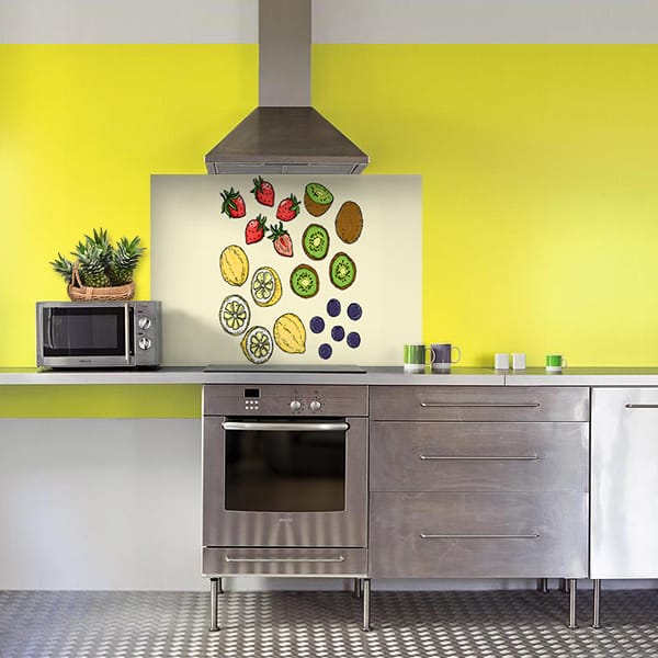 fond de hotte dessin fraises kiwis et citrons