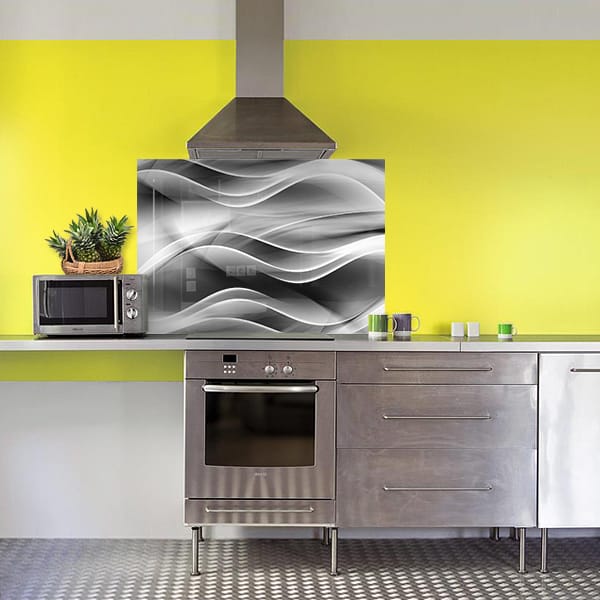 crédence abstrait fond de hotte soie grise