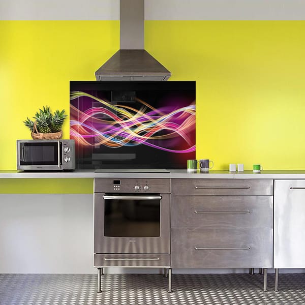 crédence abstrait fond de hotte spirale multicolore