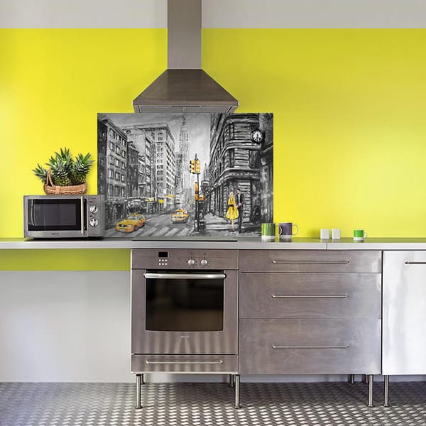 crédence peinture New York taxis fond hotte