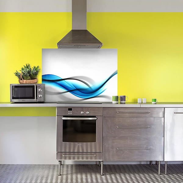 crédence abstrait fond de hotte vague bleu