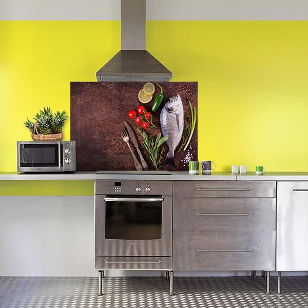 crédence aliment fond de hotte cuisine poisson