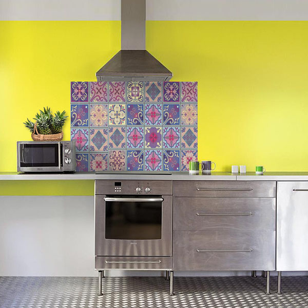 carreaux de ciments rose et violet