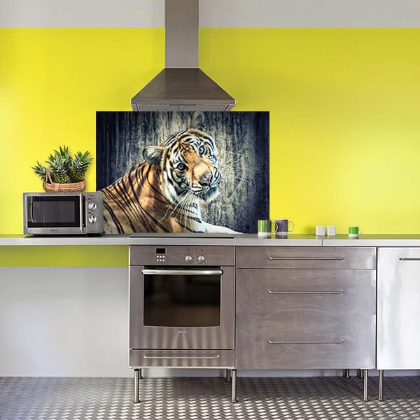 crédence tigre couché fond hotte