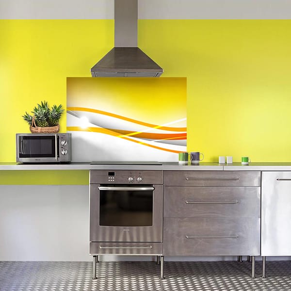 crédence abstrait fond de hotte ligne orange