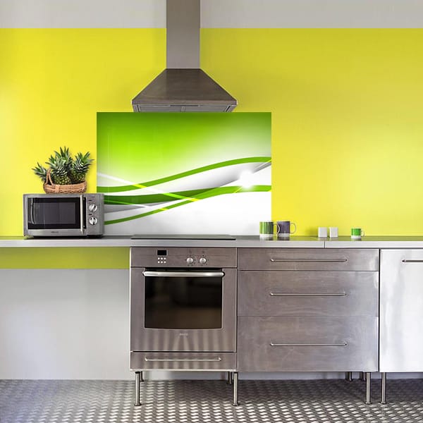 crédence abstrait fond de hotte ligne verte