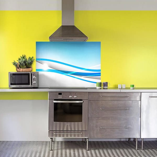 crédence abstrait fond de hotte ligne bleu