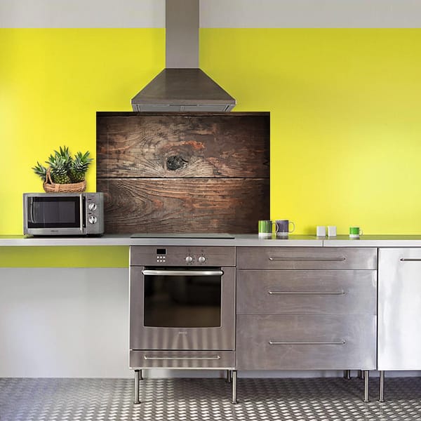 crédence grosses planches sombres hotte