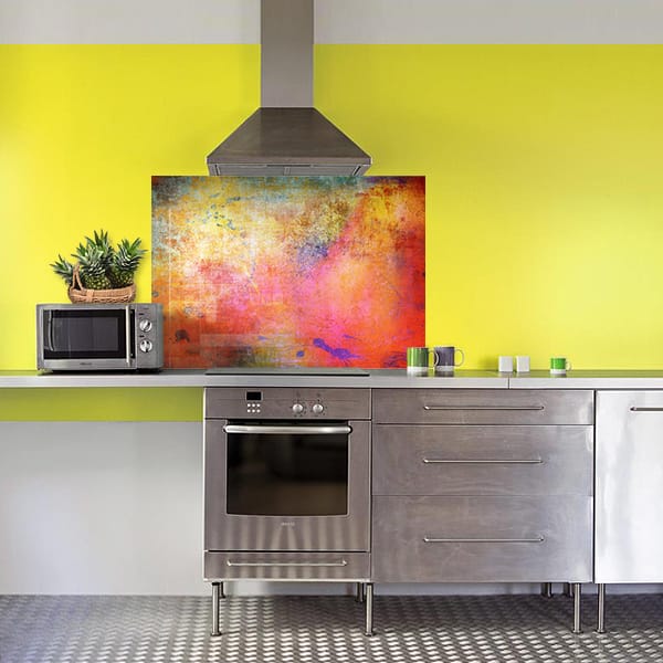 crédence peinture multicolore hotte