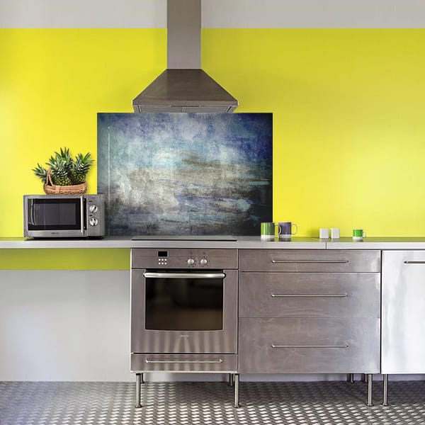 crédence métal bleu gris hotte