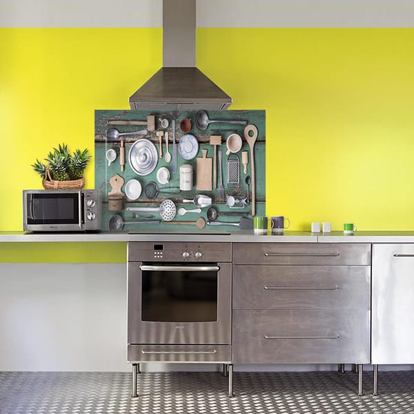 crédence ustensiles fond hotte