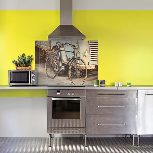 crédence vieux vélo fond hotte