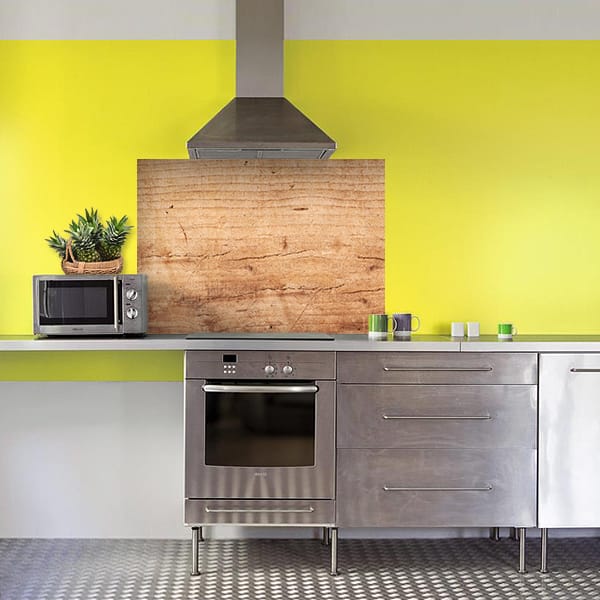 crédence plateau bois clair hotte